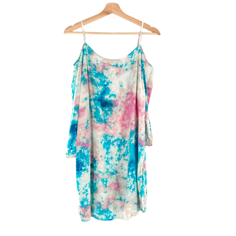Love Fire Nordstrom Cloud Dye Off Shoulder Shift Dress in Blue Pink